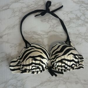 Victoria’s Secret bombshell push-up zebra print swimsuit bikini top small Y2K